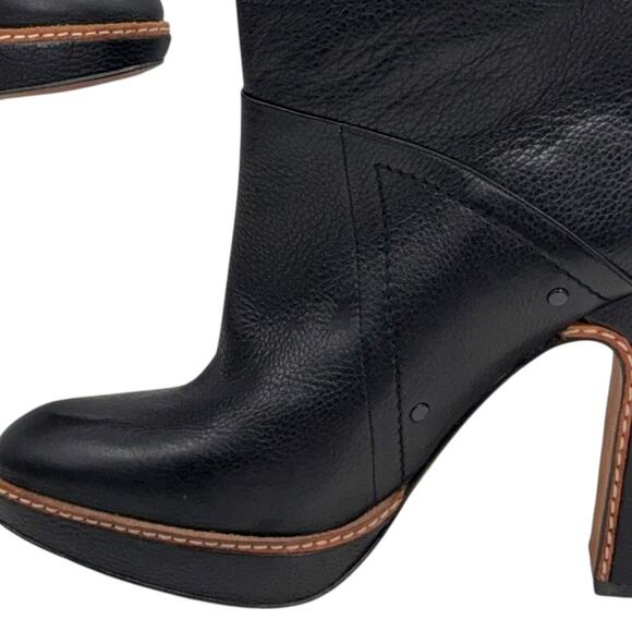 Modern Vintage Black Ankle Bootie Parker 38 Womens Boot Platform Leather Pull On - Picture 7 of 12